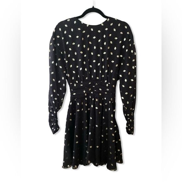 NWT Misa Los Angeles Davie dress diamond clip dot chiffon mini black Revolve XS - Picture 5 of 11